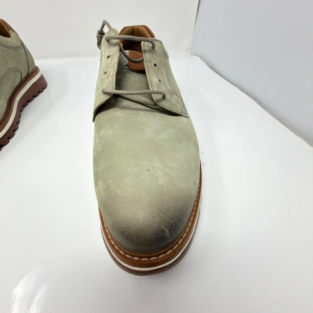 Johnston & Murphy Mens 10W Grey Nubuck Leather Plain Toe Casual Oxford Shoes